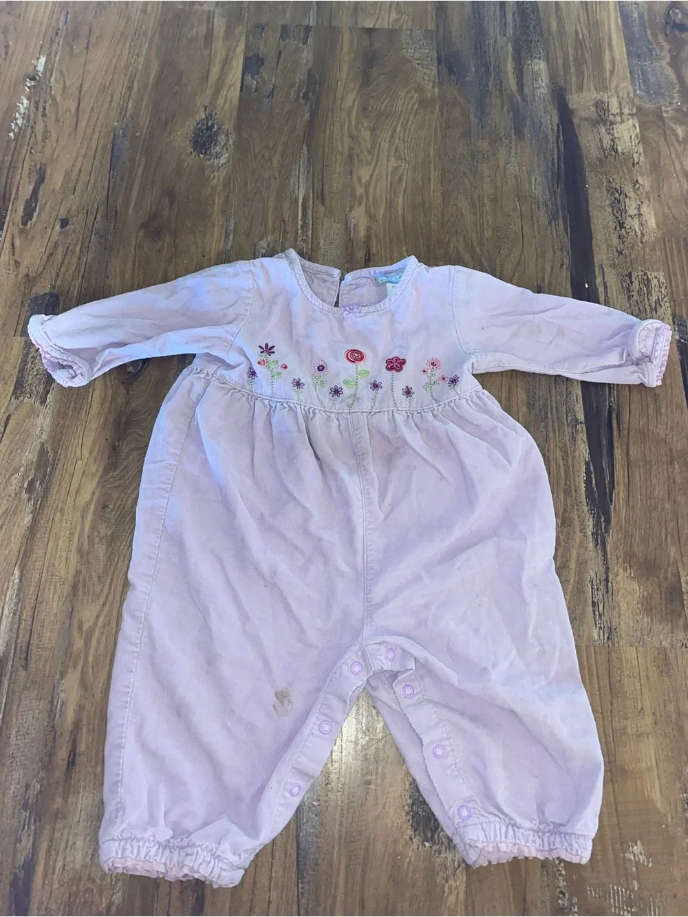 Carter’s Baby Girl Lavender Corduroy Floral Romper 12M Embroidered One Piece